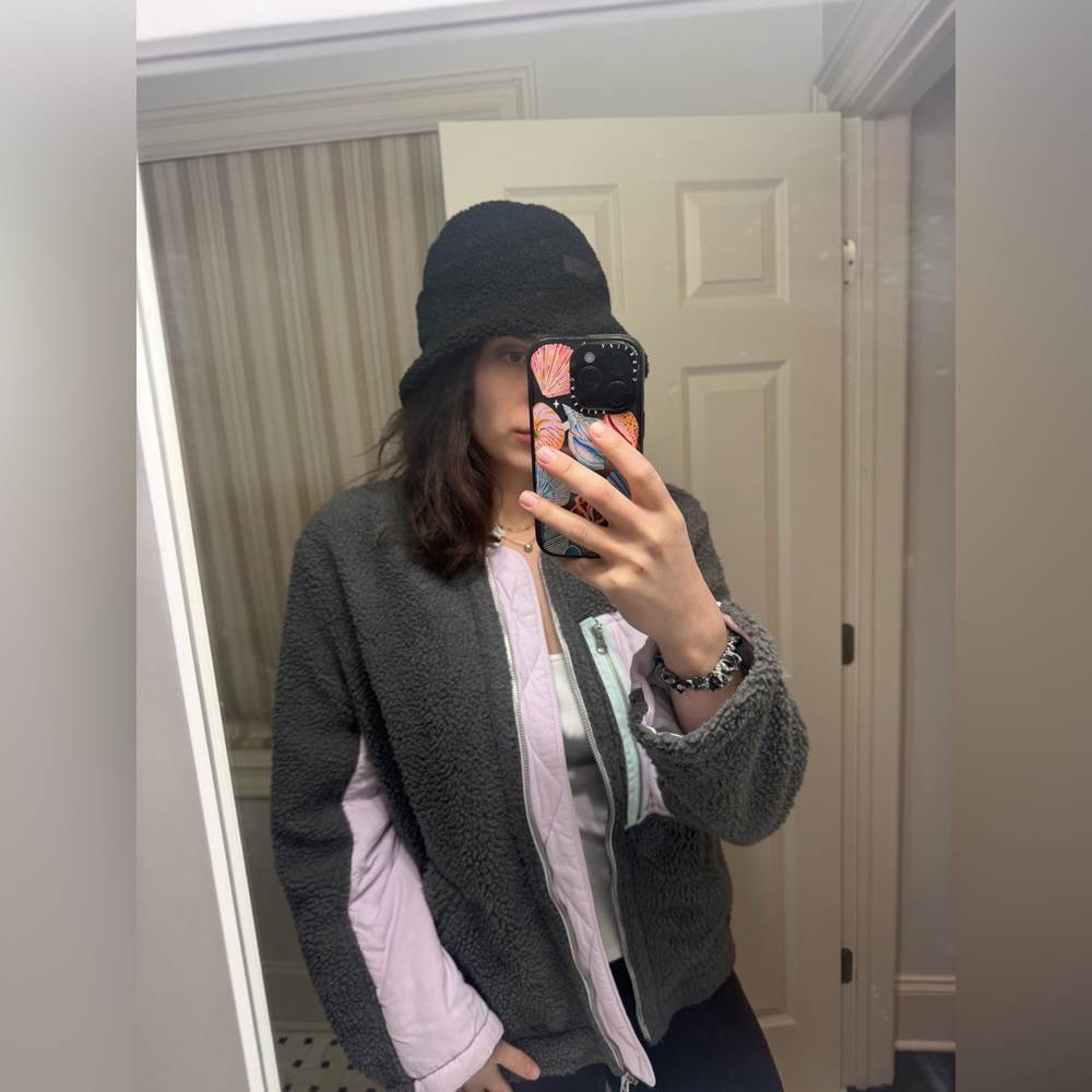 Free People Sherpa Jacket in Gray and Purple